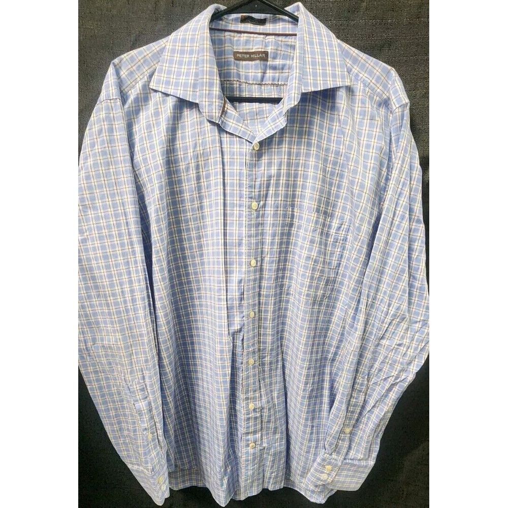 PETER MILLAR Made In Italy Plaid‎ Long Sleeve Button Up Shirt Men's X-Large NWOT